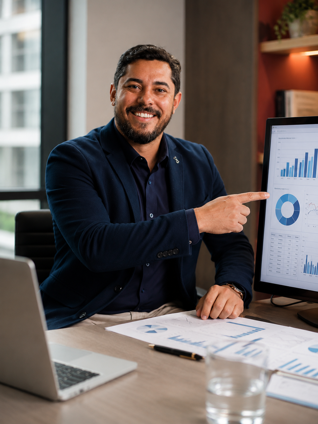 Estrategista contábil da Dataminas em reunião com empresário